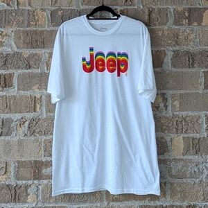 NEW Jeep Rainbow Pride Short Sleeve T-Shirt Size XL White Unisex